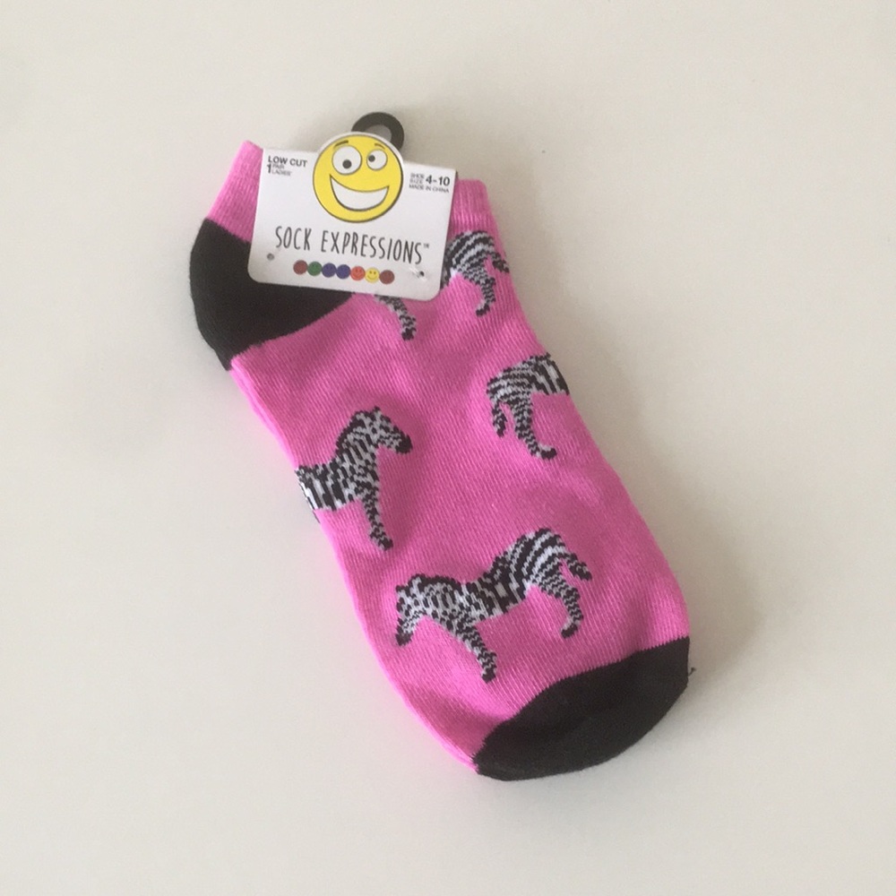 Sock Expressions Low Cut Women's Socks Zebra Print Pink